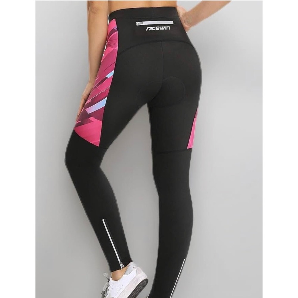 NICEWIN Womens Cycling Pants Padded Bike Tights Black Pink Size Small NWT